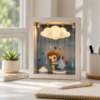 LED Rain Cloud Shadow Box Night Light | Glowing Cloud Figure Display Frame | Cozy USB Desk Lamp Decor