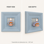 Blue Wall-Mounted Shadow Box Frame | Mini Figure Display Niche | Cute Deep Picture Frame Decor