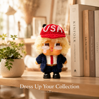 Handmade Knit USA Suit Doll Outfit | Statesman Blazer + Red Tie + USA Cap | Collectible Doll Clothes Set