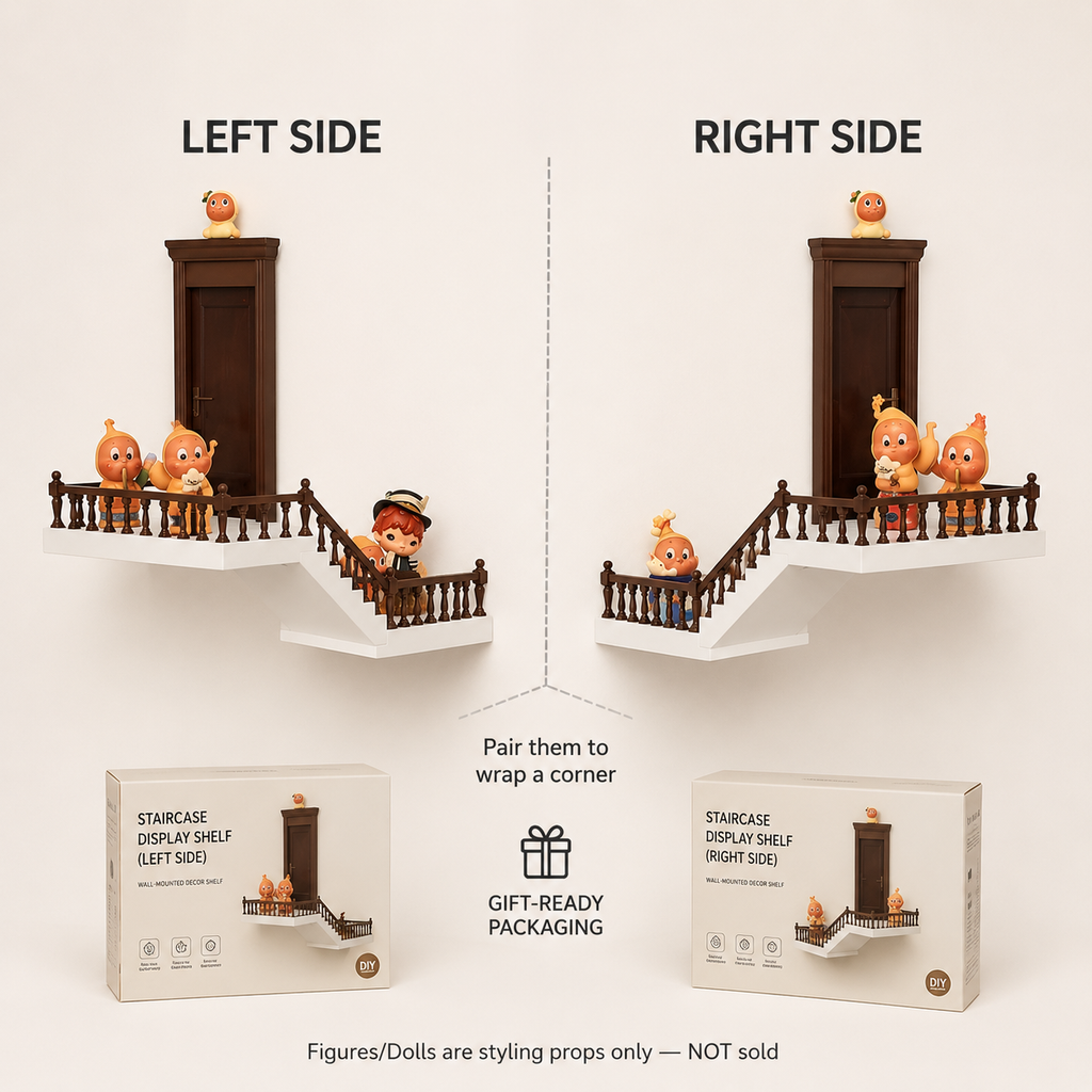 Corner Staircase Wall Display Shelf | Fairytale Banister Figure Shelf | Blind Box Corner Showcase Decor