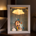 LED Rain Cloud Shadow Box Night Light | Glowing Cloud Figure Display Frame | Cozy USB Desk Lamp Decor