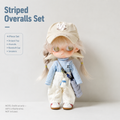 Preppy Striped Overall Doll Outfit | Knit Top + Overalls + Embroidered Cap + Sneakers | Doll Clothes Set