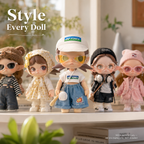 Sporty Visor Doll Outfit Set | Logo Tee + Denim Shorts + Sunglasses + Baseball Charm | Athleisure Doll Clothes