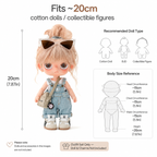 Denim Overall Doll Outfit Set | White Tank + Dungarees + Mini Bag | Casual Ball-Jointed Doll Clothes