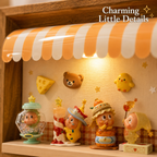 Wooden Storefront Shadow Box Shelf | LED Awning Figure Display | Cozy Wall-Mounted Diorama Decor