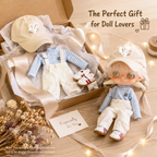 Preppy Striped Overall Doll Outfit | Knit Top + Overalls + Embroidered Cap + Sneakers | Doll Clothes Set