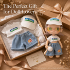 Sporty Visor Doll Outfit Set | Logo Tee + Denim Shorts + Sunglasses + Baseball Charm | Athleisure Doll Clothes