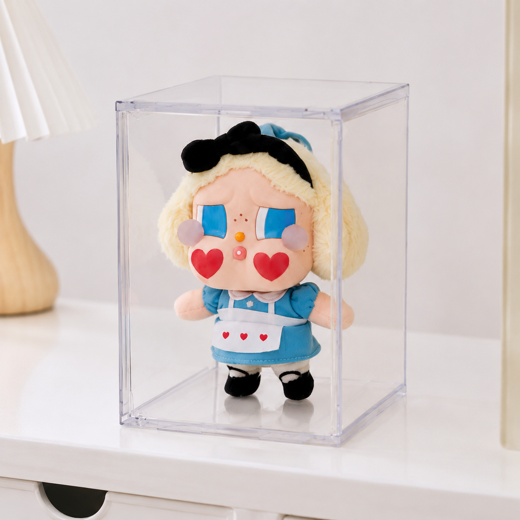 Clear Acrylic Plush Display Case | Stackable Doll Showcase Box | Dustproof Figure Storage Display