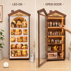 House-Shaped LED Display Cabinet | Floor-Standing Figure Showcase | 5-Tier Dustproof Collection Cabinet