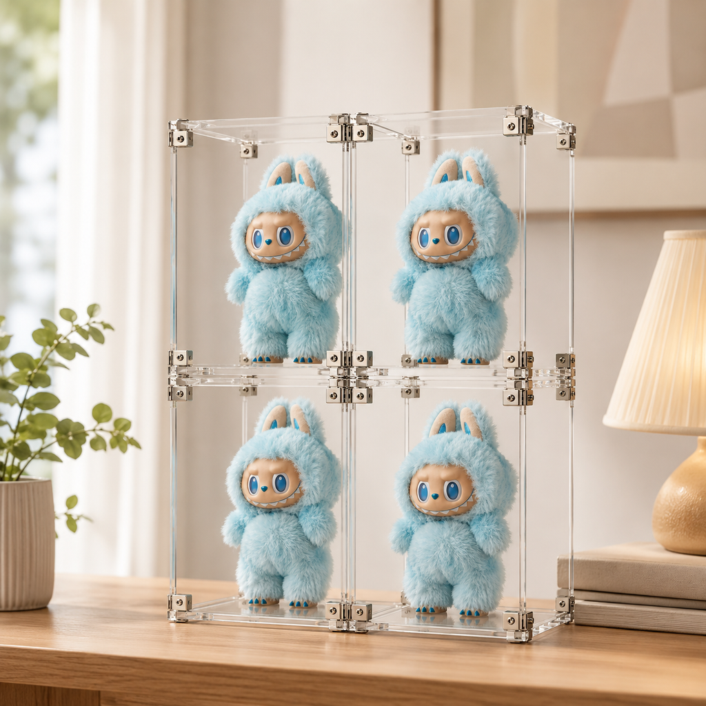 Stackable Acrylic Display Case Cube | Clear Blind Box Figure Showcase | Magnetic Dustproof Collection Box