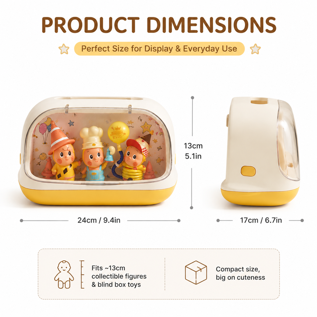 Figure Display Tissue Box Holder | Clear Window Collectible Showcase | Cute Desk Tissue Cover Decor