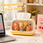 Figure Display Tissue Box Holder | Clear Window Collectible Showcase | Cute Desk Tissue Cover Decor