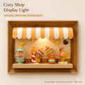 Wooden Storefront Shadow Box Shelf | LED Awning Figure Display | Cozy Wall-Mounted Diorama Decor