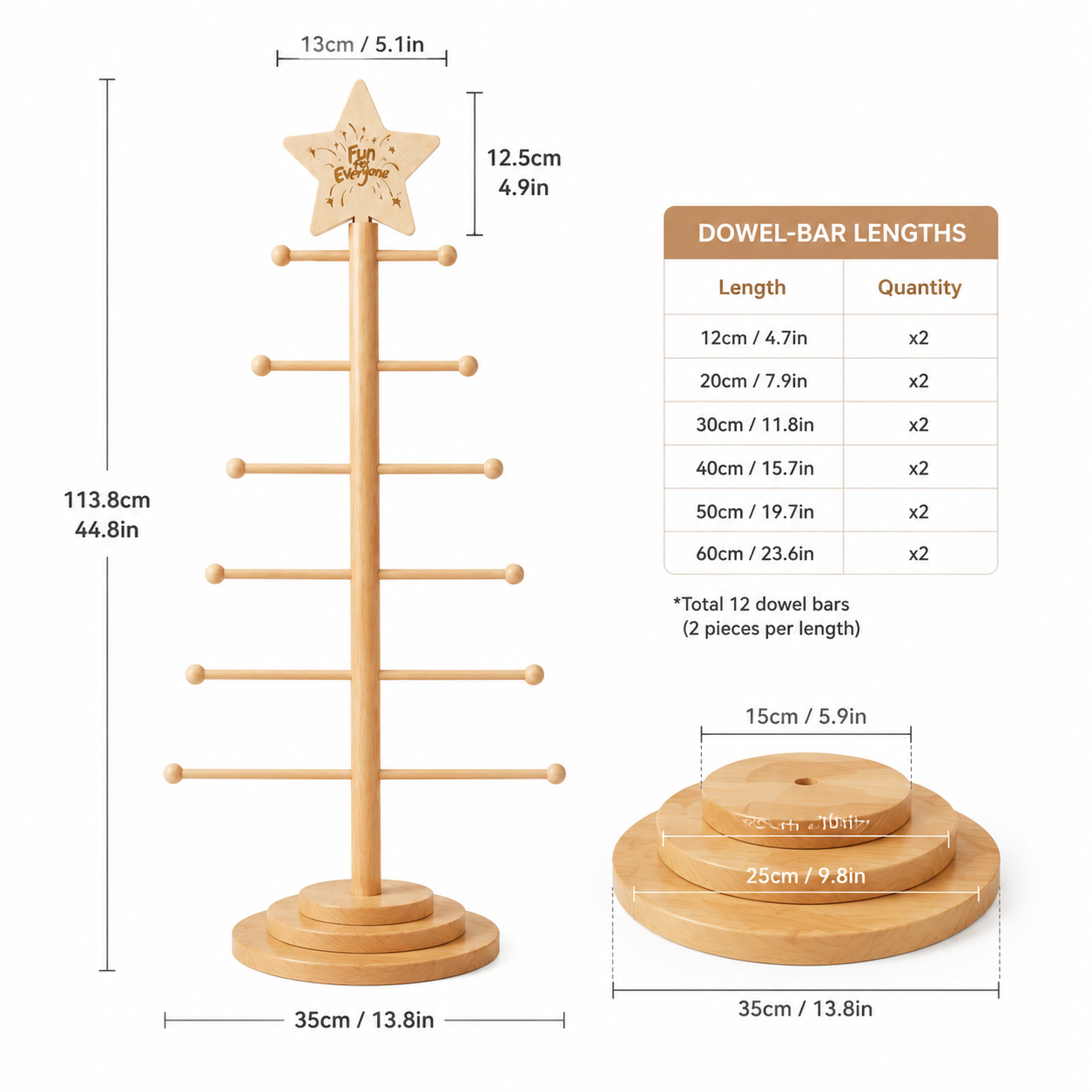 Rotating Wooden Keychain Display Stand | Plush Charm Organizer Tree | Star-Top Collection Showcase
