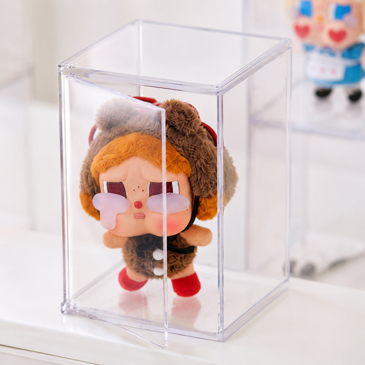 Clear Acrylic Plush Display Case | Stackable Doll Showcase Box | Dustproof Figure Storage Display