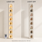 Tall Arched Niche LED Display Shelf | 8-Tier Corner-Wrap Figure Showcase | Vertical Wall-Mounted Collection Decor